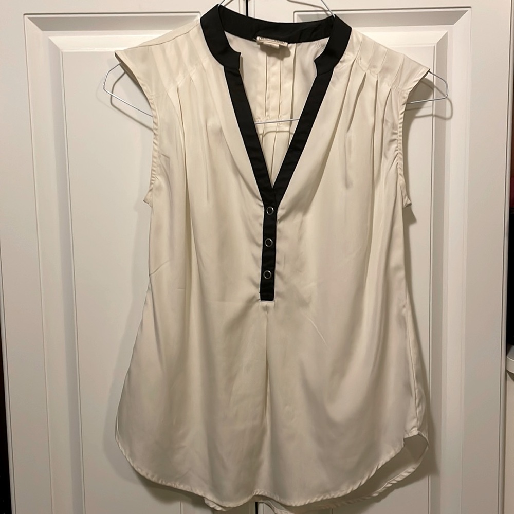 Women’s dress shirt - cream with black piping.